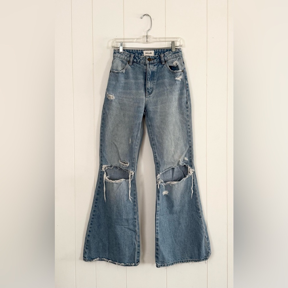 Rolla’s Eastcoast Flare Jeans Size 25 in Sofia Worn Celebrity Fav Vintage Fade - Picture 6 of 14